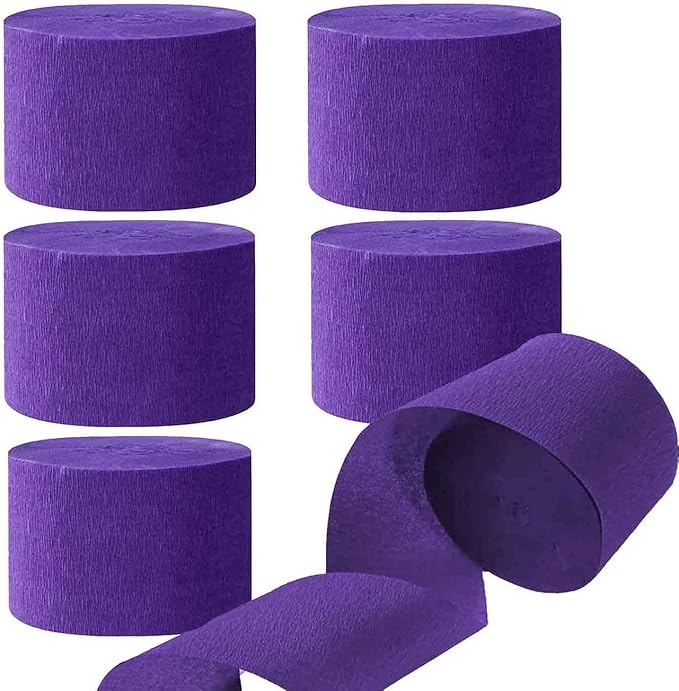 We Moment Purple Crepe Paper Streamers Party Streamer 1.8 Inch Widening 6 Rolls,Purple Party Streamer 82 feet per roll for Birthday Wedding Party Decorations