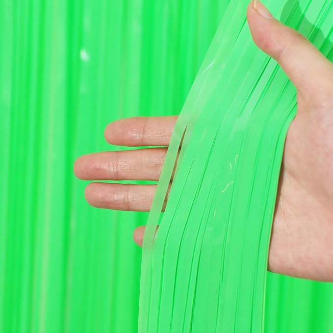 2 Pack Pastel Green Foil Fringe Backdrop Curtains, Tinsel Streamers Party Decorations, Fringe Backdrop for Baby Shower, Birthday Party