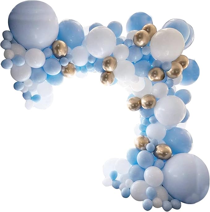 Blue White Gold Balloon Arch Garland Kit - 127pcs Latex Balloons Set for Graduation Wedding Birthday Baby Shower Party Decoration