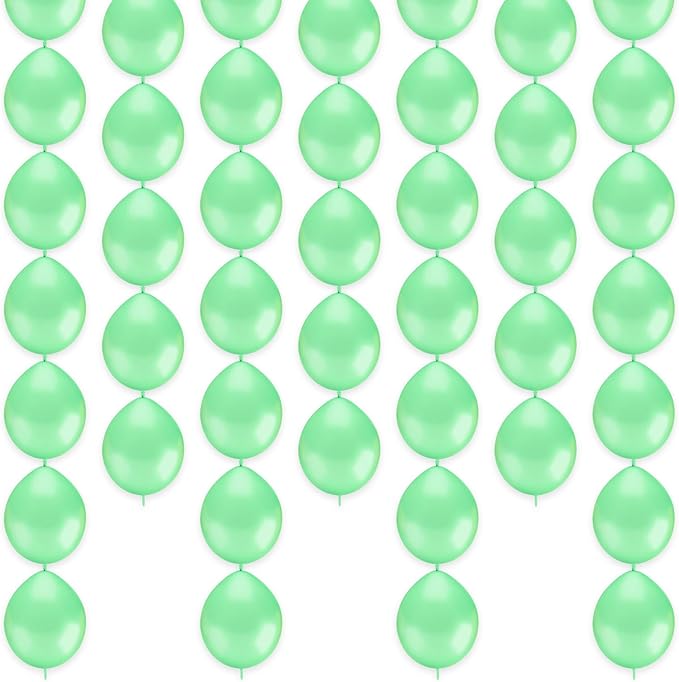Link Balloons 6 Inch - 100 Pcs Quick Link Balloon Latex Linking Balloons Connected Linkable Balloon Birthday Wedding Party Decorations(Green)