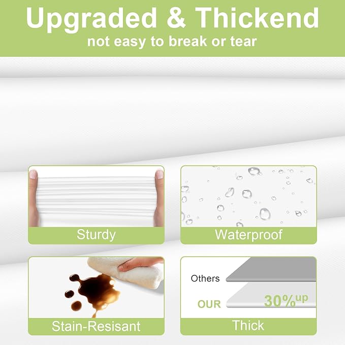 QIKSION White Plastic Table Cloth Disposable 3 Pack, 54 x 108 Inch Tablecloths for Party, Picnic, Birthday, Rectangle Table Cover