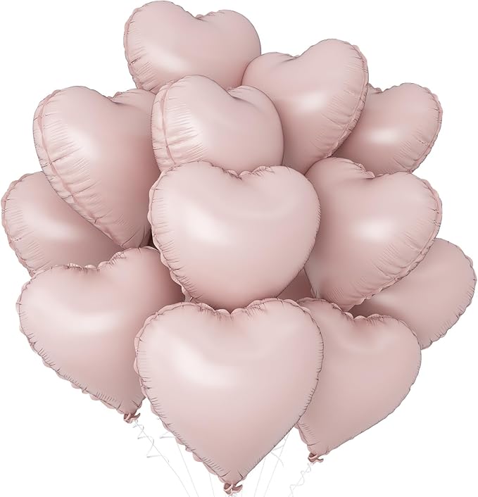 Baby Pink Heart Balloons,12Pcs Pink Heart Shaped Foil Balloons,18Inch Pastel Pink Helium Polyester Film Balloon for Baby Shower Birthday Anniversary Wedding Party Decorations