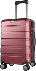 KROSER Hardside Expandable Carry On Luggage with Spinner Wheels & Built-in TSA Lock, Durable Suitcase Rolling Luggage with USB Port, Carry-On 20-Inch, Burgundy