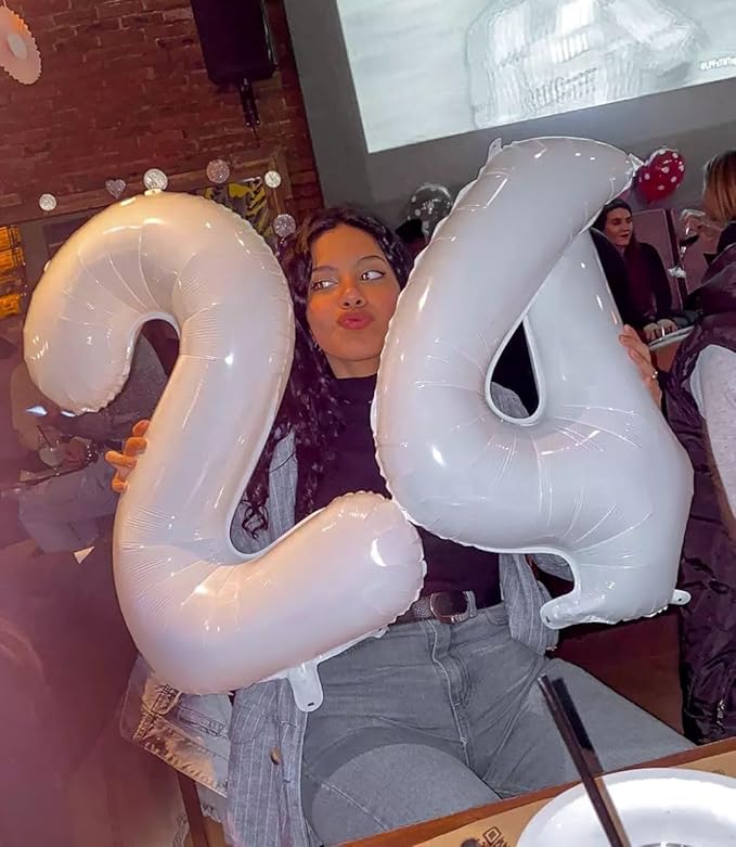 White Number 7 Balloon 40 Inch, 7 Balloon Number, 7th Birthday Decorations, White Party Supplies for Boys Girls