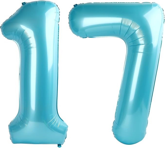 Pearl Blue 17 Number Balloon