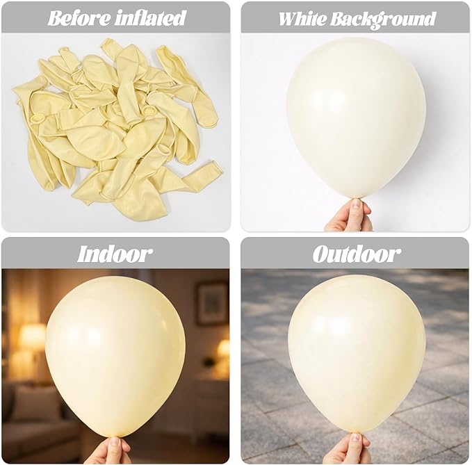 90pack Ivory Balloons Different Size 18/12/10/5 Inch Ivory White Balloon Garland Arch Kit for Graduation, Wedding, Birthday, Princess Theme, Baby Shower, Anniversary Party Decorations