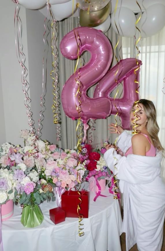 40 Inch Big Pink Number 2 Balloon Birthday Decoration, Number 2 Helium Balloon 12 20 22 23 24 26 28 32 42 Celebration, Boy Girl Baby Anniversary Party Graduations Supplies Decorations