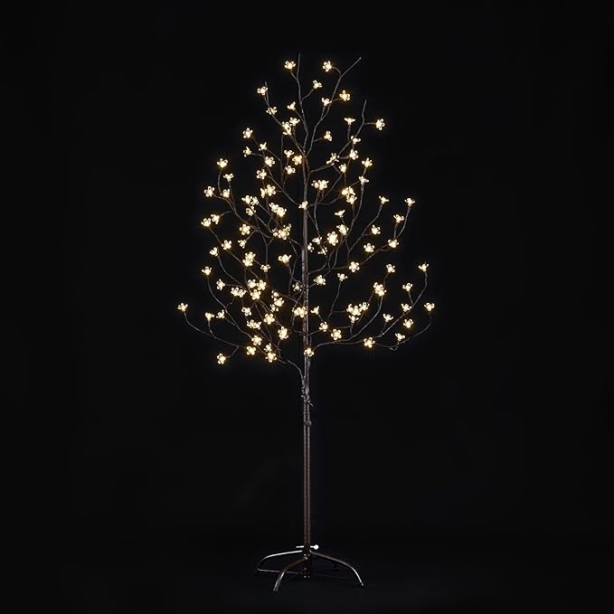 Lightshare 5FT 128L Lighted Cherry Blossom Tree, Warm White, Decorate Home Garden, Spring, Summer, Wedding, Birthday, Christmas Holiday, Party, for Indoor and Outdoor Use