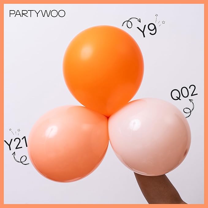 PartyWoo Peach Balloons 140pcs Different Sizes of 18 12 10 5 Inch Light Orange Blush Pink Latex Balloon Arch Kit for Wedding Bridal Shower Baby Shower Birthday Party Decorations Orange-Y21