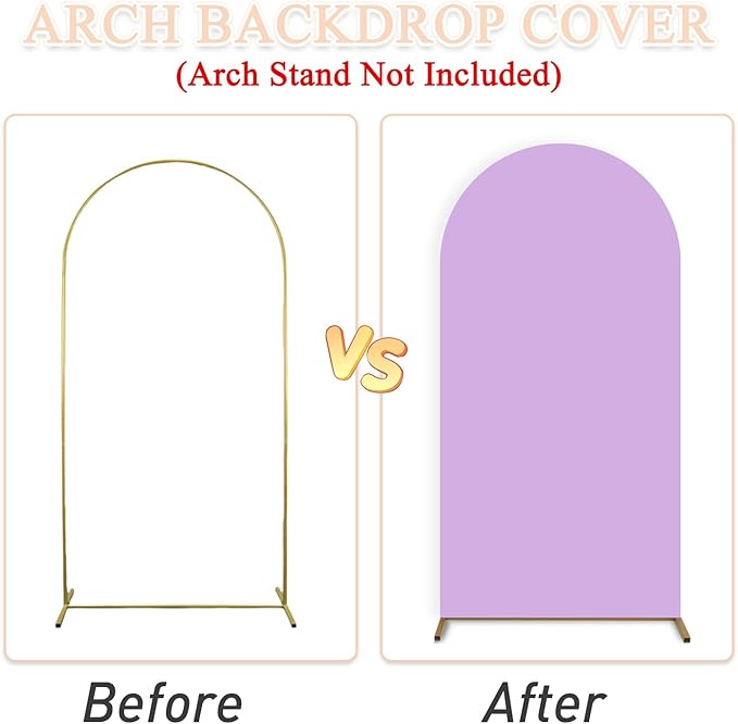 7.2ft 6.6ft 6ft Arch Covers Lavender Wedding Arch Cover Set of 3 Balloon Arch Spandex Cover Purple Arch Backdrop Cover Round Top Chiara Backdrop Cover for Happy Birthday Party Arch Decoration