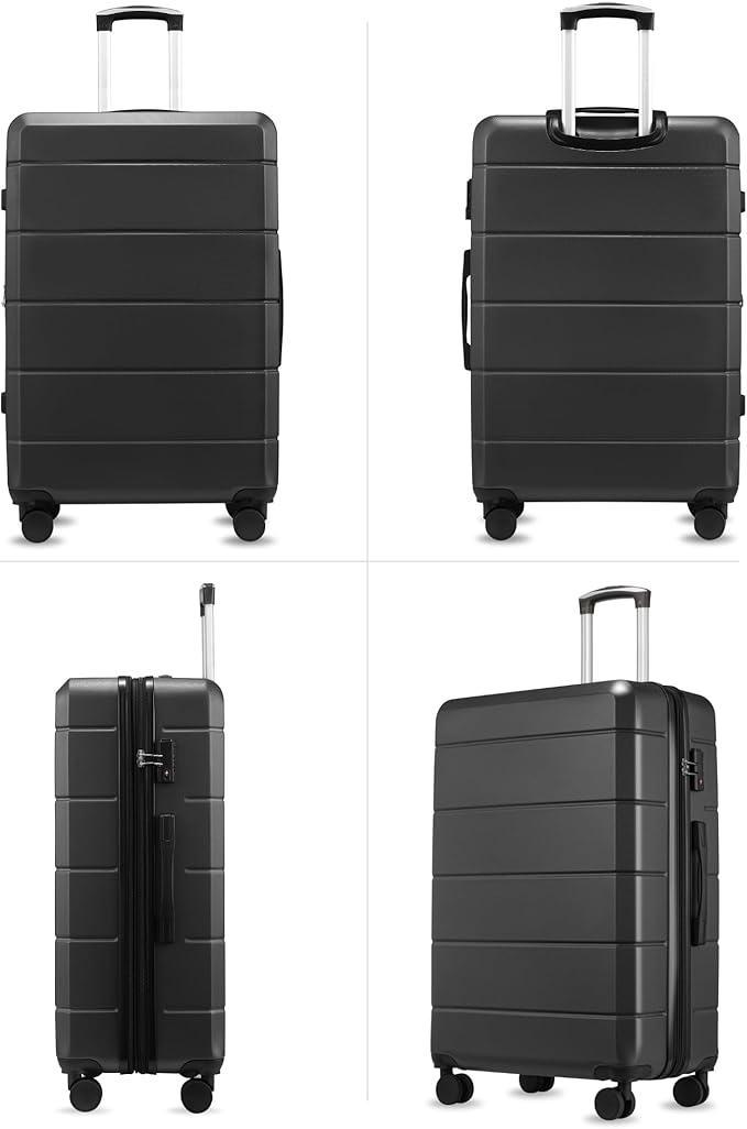 YOETEY 28 Inch Checked Luggage with Spinner Wheels, 106L Large Expandable Hardside Suitcase with TSA Lock, Durable ABS Hard Shell for Family Vacation and International Travel (28 in, Black)