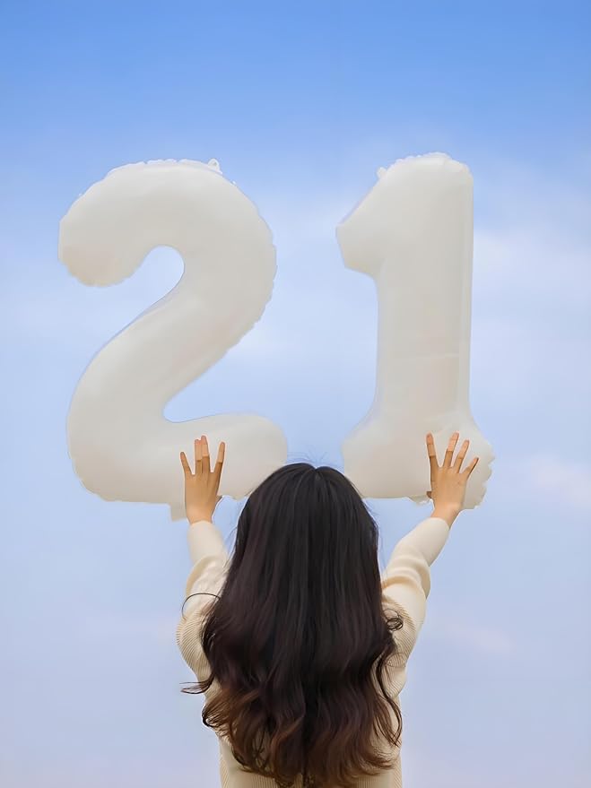 2 Numbers Balloon 40 Inch White Two Balloon Number Birthday Decor, 2nd 12 21st Party Celebration Decorations Graduations Wedding Baby Shower
