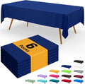 Smiry Disposable Table Cloth - 6 Pack, 54 x 156 Inch Waterproof Rectangle Tablecloths for Parties, Decorative Plastic Table Cover, Leakproof & Sturdy, Navy