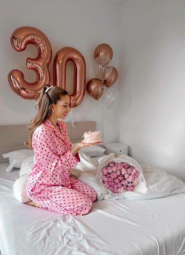 Numbers 40 Balloons, 40 Inch Rose Gold 40th Birthday Decoration for Women & Men, Large Foil Party Decorations for Engagement Celebration Memorial Day's Supplies