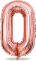 40" Rose Gold Number 0 Balloon for Girls, Large Self Inflating Helium Foil Number Balloons Set 0-9 for Women 20th 30th 40th Birthday Anniversary Wedding New Year Baby Shower Party Decorations Supplies