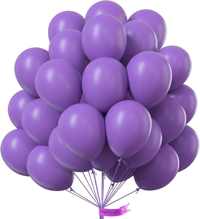 PartyWoo Purple Balloons 50pcs 12 Inch Purple Latex Balloons for Birthday Baby Shower Anniversary Engagement Wedding Princess Bachelorette Bridal Shower Butterfly Party Decorations Purple-Y15