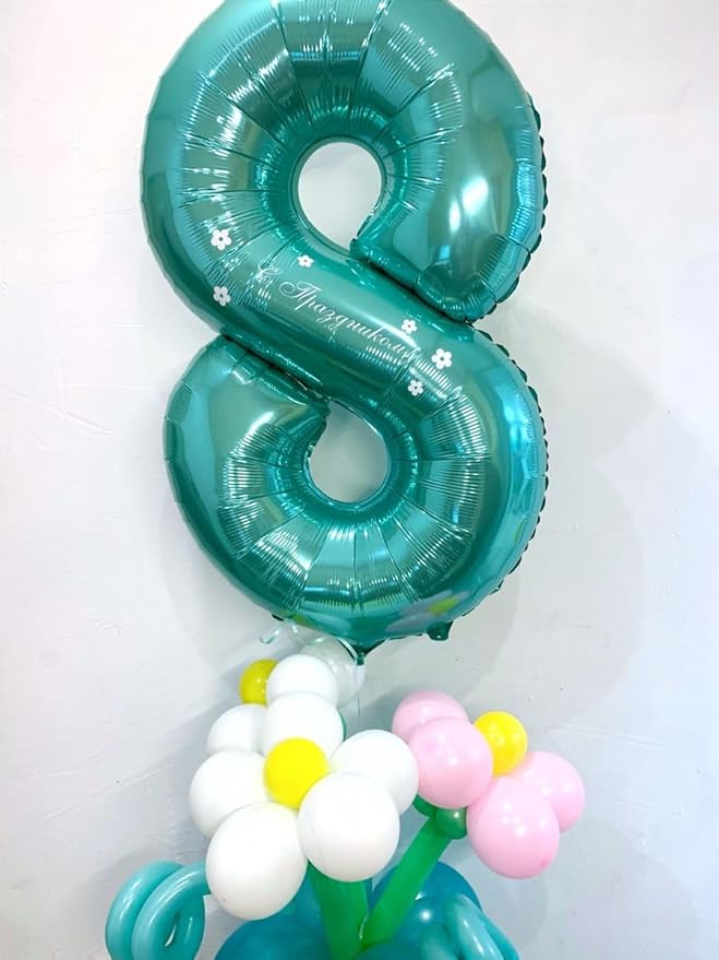 Balloon 8 Numbers, 40 Inch Blue-Green Fiol Large Ballon for Women And Men, Balloons Decoration for Happy 8 18 28 80 Birthday, Wedding Anniversary, New Year, Halloween Party Decoration