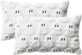 AVOIN colorlife Halloween Ghost White Throw Pillow Cover Set of 2, 12 x 20 Inch Soft Plush Faux Fur Jacquard Spooky Cushion Case Decoration for Sofa Couch