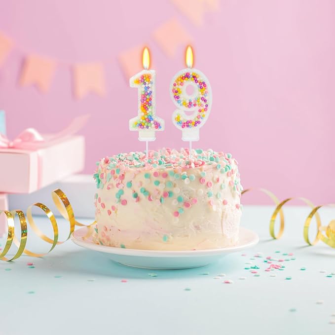 19th Birthday Candle for Cake, Colorful Macaron Numeral Candles for Boys/Girls, Theme Birthday Party Cake Decorations, Cake Topper for Birthday Party Supplies (Number 19)