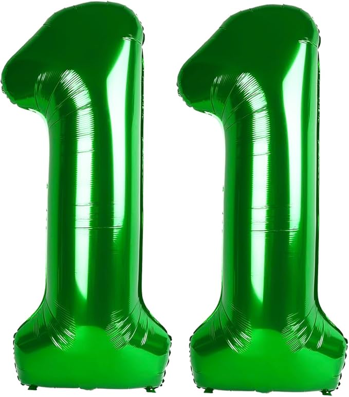Green Number 11 Balloon 40 inch, Number 11 Birthday Balloon for Boy Girl, Green Foil One Balloon for 11 11st Birthday Party, Anniversary Celebration Number Balloons Decorations
