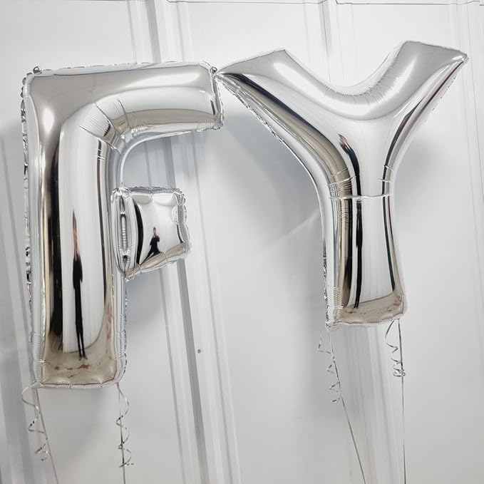 Silver Letter F Balloons 40 inch Large Alphabet F Balloons Silver Helium Foil Letter Balloon Banner for Birthday Party Anniversary Wedding Decoration