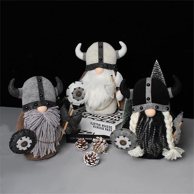 Halloween Special - Viking Warrior Gnome Doll, Fall Farmhouse Gnome Plush Decor Indoor, Nordic Gnomes Decorations for Home, Handcrafed Cute Scandinavian Style Gnomes for Kitchen Table Ornaments (D)