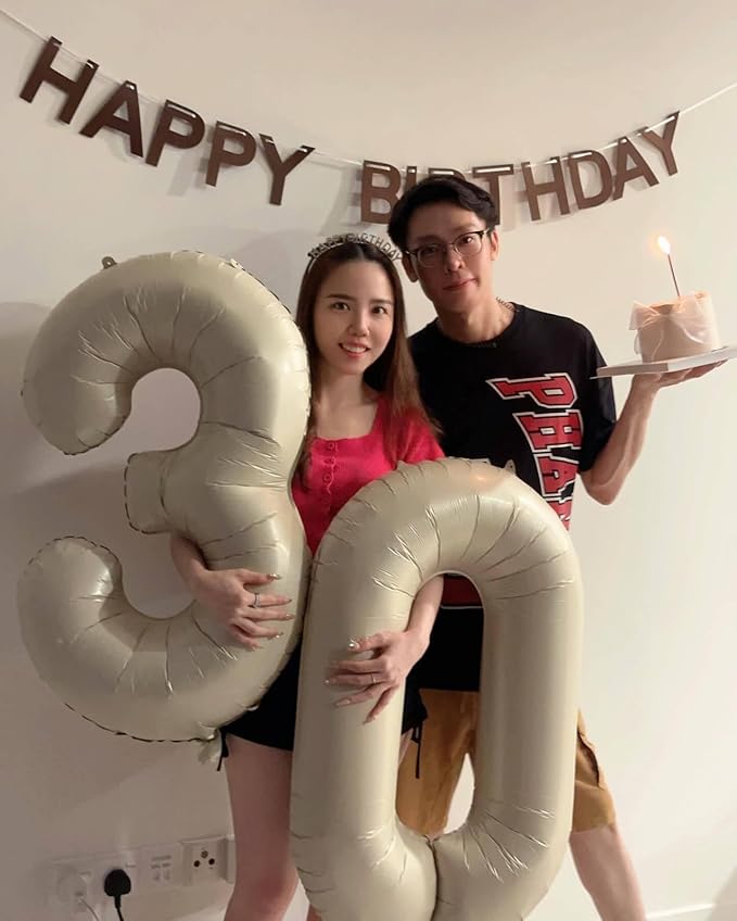 Cream Number 0 Balloon 40 Inch, 0 Balloon Number for 10th 20th 30th 40th 50th 60th Birthday Decorations, Cream Party Supplies