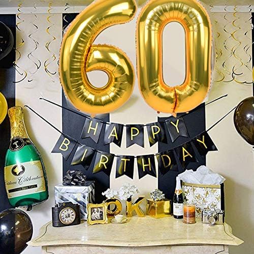 TONIFUL 40 Inch Gold Large Numbers Balloon Birthday Party Decorations, Foil Mylar Big Number Balloon Digital 60 for 2026 Graduation New Year Eve 60th Birthday, 60th Anniversary Ceremony Photo Shoot