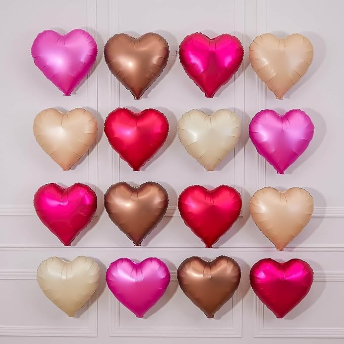 Red Heart Shaped balloons Pack of 12,18 Inch Hot Pink Love Valentine Balloons Pink Heart Romantic Balloons For Valentines Day Propose Marriage Wedding Bridal Shower Engagement Party Decorations