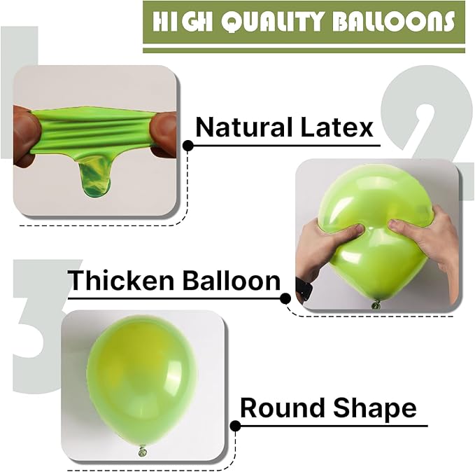 PartyWoo Lime Green Balloons 152pcs Different Sizes of 18 12 10 5 Inch Light Green Latex Balloon Arch Kit Garland for Wedding Birthday Dinosaur Jungle Golf Football Theme Party Decorations Green-Y6
