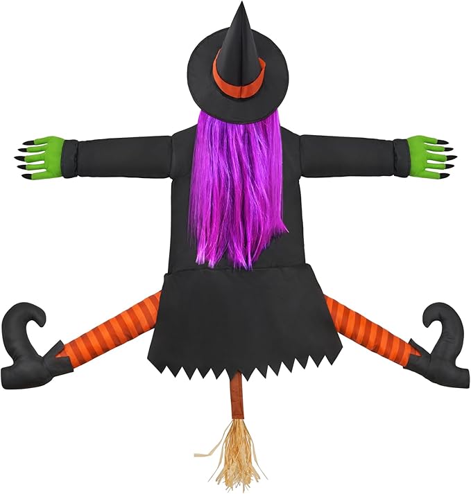 Betty Bash Crashing Witch Into Tree,Halloween Haunted Yard or House Prop Decoration, Halloween Party Supplies for Indoor Outdoor Patio Lawn Garden Decor