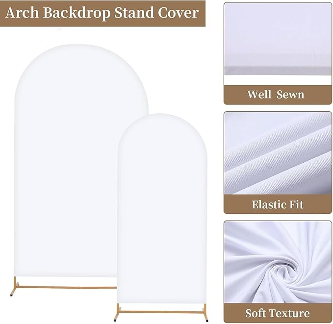 Metal Arch Backdrop Stand and Cover Set, 8FT, 7.2FT Party Backdrop, Easy to Assemble, Backdrop Stand for Parties, Birthday, Baby Shower