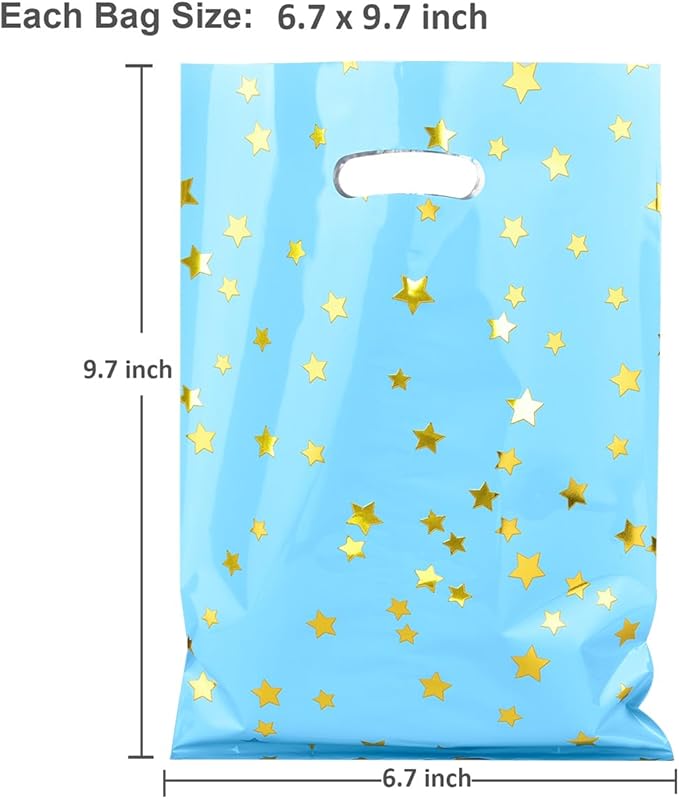 ZGORENDZ 48 Pack Party Favor Bags Cute Star Goodie Bags for Kids Birthday, Plastic Party Gift Bag Bulk for Baby Shower, Wedding, Thanksgiving, Christmas, New Years