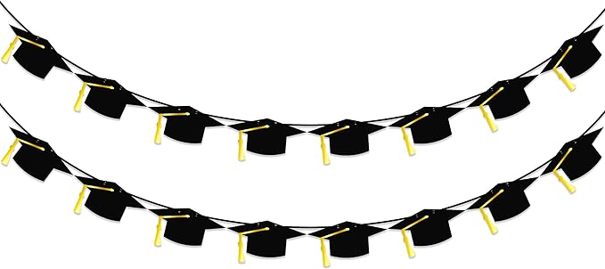 16PCS Graduation Decorations Banner 2025, Congrats Grad Banner, Black Graduations Party Banner Decorations, 2025 Graduation Garland for College High School Grad Party Supplies Decor