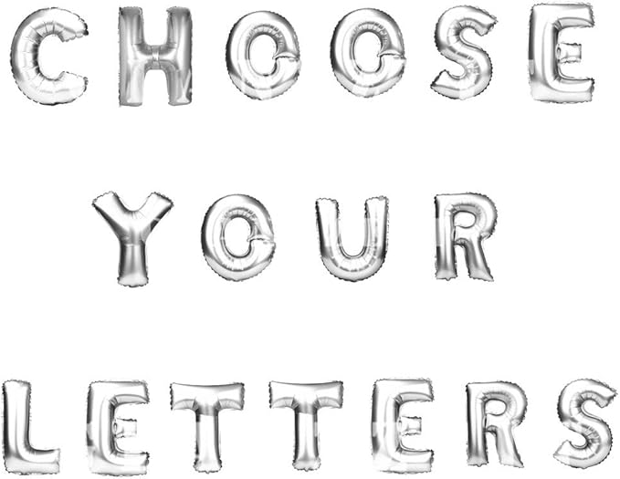 Glanzzeit 16 Inch Silver Foil Balloons Letters A to Z Numbers 0 to 9 for Prom Wedding Birthday Party Decor (Letter T)
