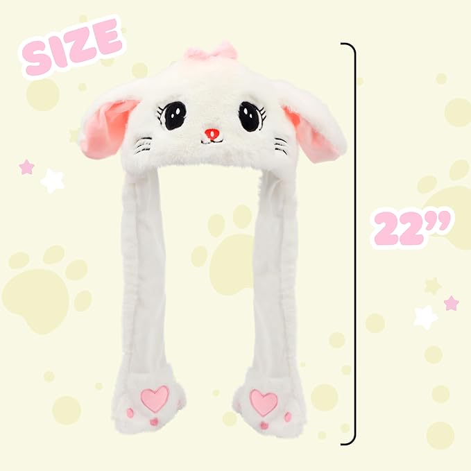 Animal Hat with Ears Moving Jumping Pop Up Beating Hat Plush Holiday Cosplay Dress Up Funny Gift for Kids