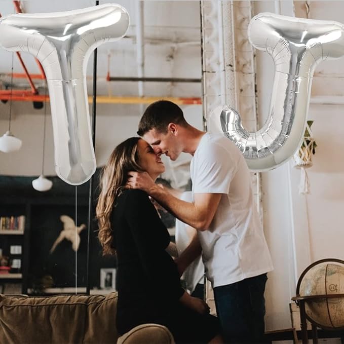 TONIFUL 40 Inch Large Silver Letter J Balloons Helium Balloons,Foil Mylar Big Letter Balloons for 2026 New Year Eve Graduation Wedding Baby Shower Birthday Party Anniversary Supplies Decorations