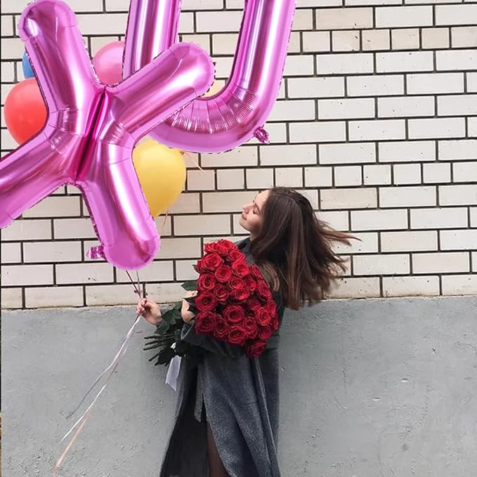 TONIFUL 40 Inch Large Rose Red Letter X Balloon - Giant Hot Pink Alphabet Foil Mylar for Birthday Party Anniversary Supplies Decorations