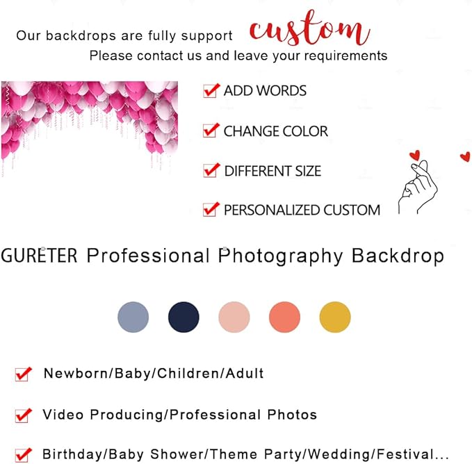 10x8ft Balloon Backdrop, Suitable for Birthday Parties, Baby Showers, Team Gatherings, and Family Gatherings and Photography Background Cloth