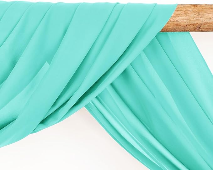 Wedding Arch Draping Fabric 30'' x 18FT Sheer Chiffon Arch Drape Backdrop 2 Panel Teal Drapes for Easter Bridal Shower Baby Shower Photo Booth Church Decor Birthday Party Outdoor Decoration
