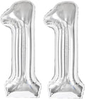 Silver Number 11 Balloon 40 inch, 11 Number Birthday Balloon for Boy Girl, Silver One for 1st 11 Birthday Party, Anniversary Celebration Number Balloons