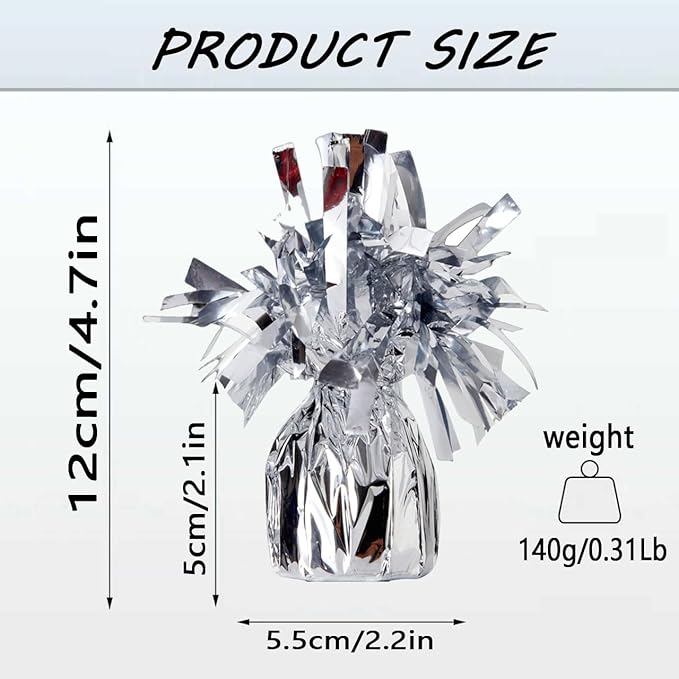 Aluminum Foil Balloon Weights for Parties (24 pcs) - 0.31lb (140g) Each - Premium Balloon Anchors for Birthday, Wedding, Dinner, Indoor & Outdoor Decorations(Silver 24pcs)