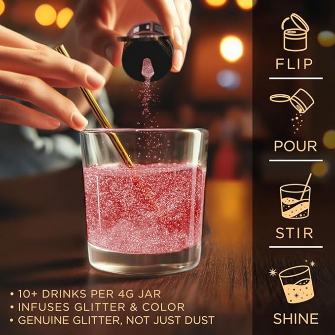 Brew Glitter Edible Glitter for Drinks, Cocktails, Beer, Garnish & Beverages (Maroon, 4 Grams)