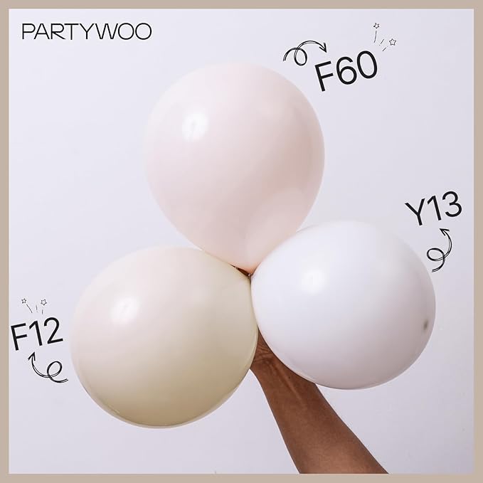PartyWoo White Balloons 50 pcs 12 Inch Latex Helium White Cream Balloons for Wedding Baby Shower Birthday Bridal Shower Graduation Engagement Princess Anniversary Party Decorations White-Y13