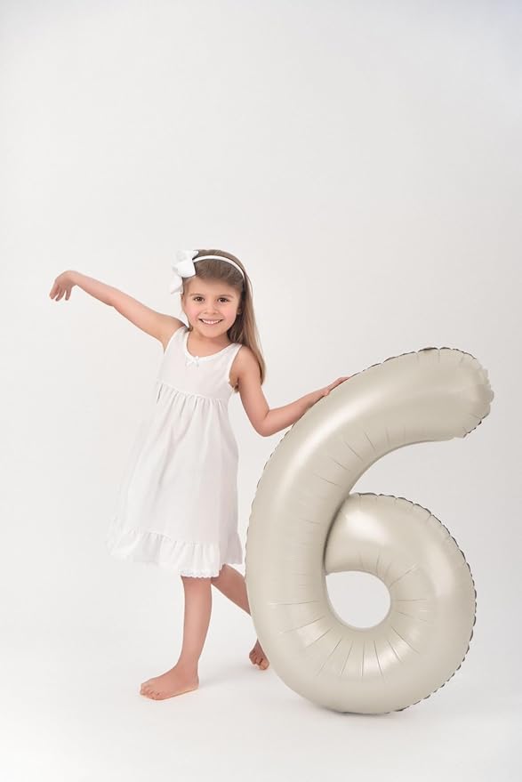 6 Balloon Numbers, 40 Inch Foil Big Balloon for Men And Women, Cream Balloons for 6, 16, 26, 60, 2026 Graduation, Birthday, Wedding Anniversary, Xmas, Thanksgiving Day, Party Supplies