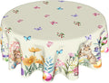Easter Bunny Round Tablecloth 70 Inch Rabbit Tablecloth Spring Farmhouse Floral Table Cover Butterfly Table Cloth for Dining Kitchen Holiday Party Decor