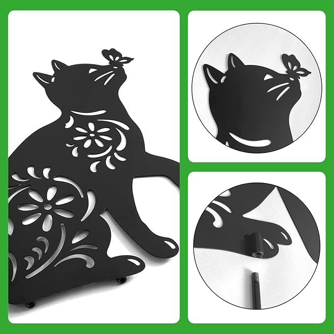Cat Garden Decor,Metal Cat Decorative Garden Stakes for Outside,Patio,Outdoor,Charming Set of 2 Cats Yard Decor