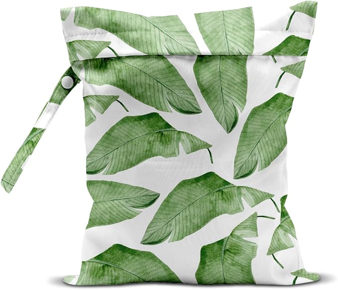 Wet Bag, Wet Dry Bag, Wet Bag for Swimsuit, Travel, Beach, Pool, Diapers, Dirty Yoga Gym Clothes, Makeup Bag, Waterproof Tropical Palm Leaves Decor Jungle Palm Leaf Favors