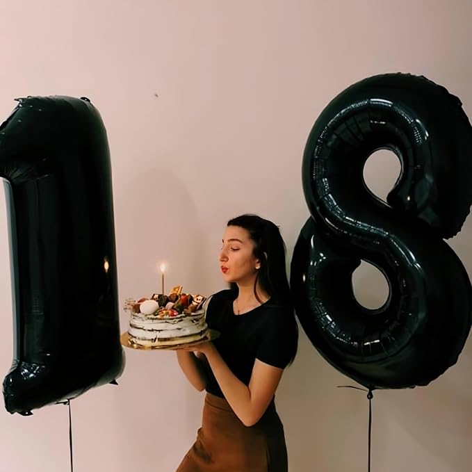 60th Birthday Balloons Black for Women, 40 Inch Giant Mylar Foil Number 60 Balloons Self Inflating, Black Digit 6 & 0 Helium Balloons for Men 60th Anniversary Party Decorations Supplies
