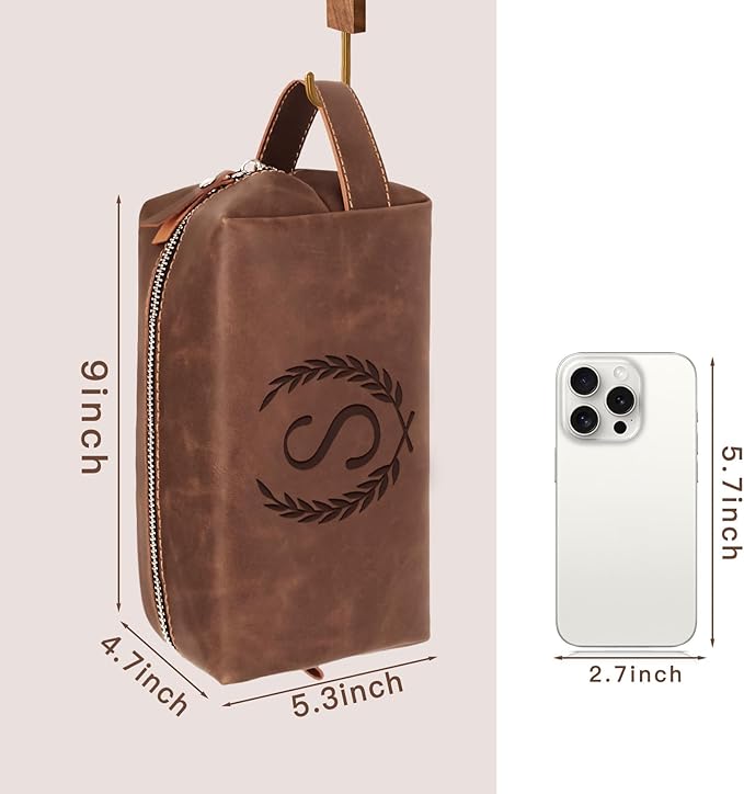 Personalized Husband Birthday Gift from Wife Waterproof Toiletry Bag for Men Him, Cool Valentines Fathers Day Christmas Anniversary Travel Gifts for Husband Boyfriend Partner, Reddish Brown C